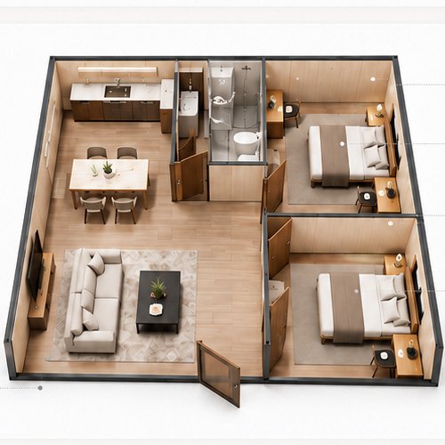 Expandable house interior floor plan used for design support